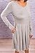 ZESICA Women's Long Sleeve Floral Print Pleated Casual Swing Tunic T-shirt Dresses, X-Large, Light Grey