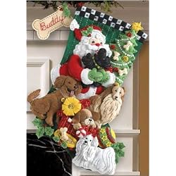 Bucilla Santa Paws Stocking Felt Appliqué Kit-18-Inches Long