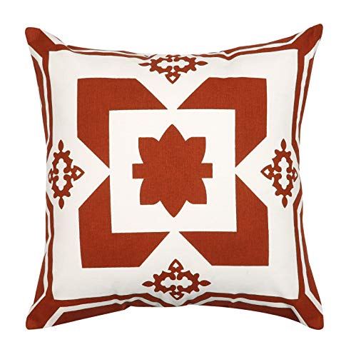 Light & Pro Square Printed Cotton Cushion Cover,Throw Pillow Case, Outdoor Cushion Covers,Slipover Pillowslip for Home, Sofa, Couch,Bed, Chair Back Seat, Set of 4-18x18 inch - Rust - Only Cover - Thumbnail 4