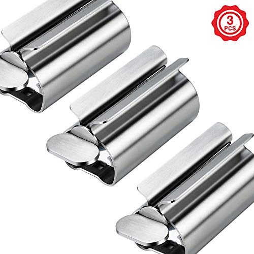 CoscosX Toothpaste Squeezer, [3 Pack] Metal Rolling Tube Squeezer,Silver Toothpaste Seat Holder Stand Rotate Toothpaste Dispenser for Bathroom,Salon - Thumbnail 7
