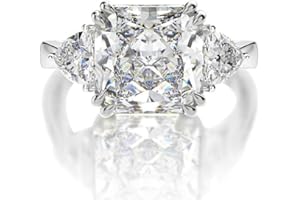 Obiyos Women's Rectangle Design High-Carbon Diamond Engagement and Promise Ring – 2CT Rectangle Cut, 925 Sterling Silver, 18K White Gold Plated, Superior to Moissanite