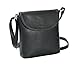 JOLLYCHIC PU Leather Multi Pockets Crossbody Bag Travel Shoulder Purse Black