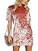 HIKARE Women's Vintage Crushed Velvet Short Sleeve T Shirt Mini Dress Pink Size XL
