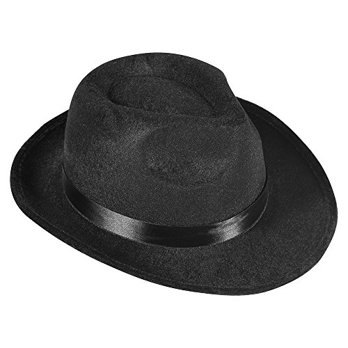 Black Fedora Gangster Hat Costume Accessory - Pack of 12