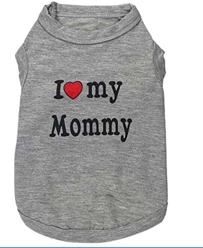 Pet Clothes,Pet Apparel Costumes Small Dog Shirt Cat Summer Shirt Cotton Clothes,Large Size,Grey Mommy