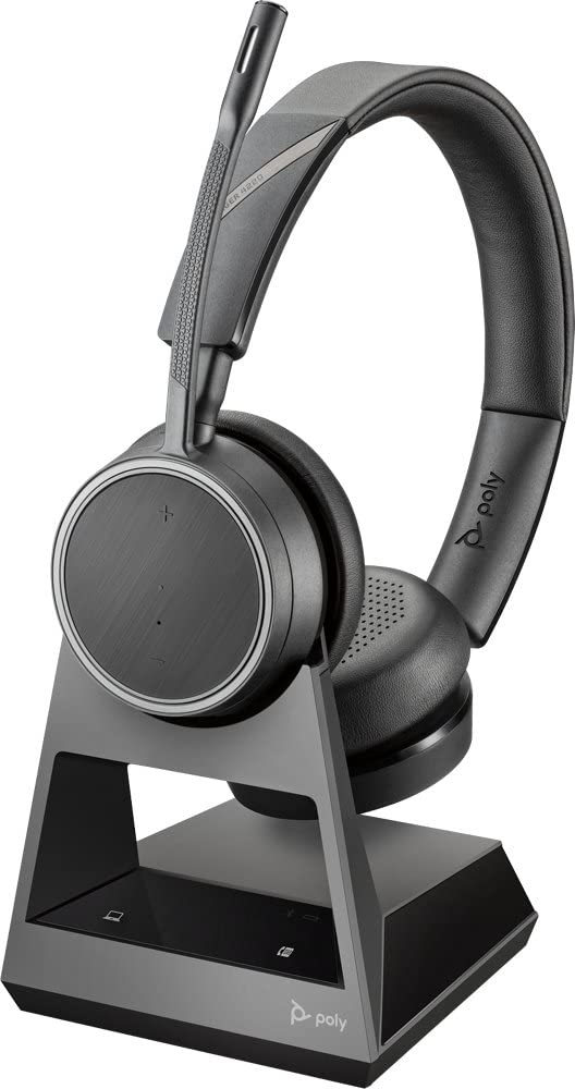 Plantronics - Voyager 4210 Office con base bidireccional USB-A (Poly) - Auriculares Bluetooth de un solo oído (monoaurales) - Conéctese a PC, Mac y teléfono de escritorio - Cancelación de ruido - Funciona con Teams, Zoom y más