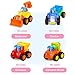 Coolecool Push and Go Pull Back Vehicles with Lasting Friction Power for Baby Toys 18 Months (4 Play Vehicles: Tractor, Bulldozer, Dumper, Cement Mixer)