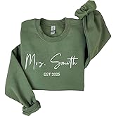 Custom Mrs Sweatshirt Personalized Bride Last Name Wifey Crewneck Future Mrs Bridal Gift Engagement Party Bride Sweater Wedding Shower Top