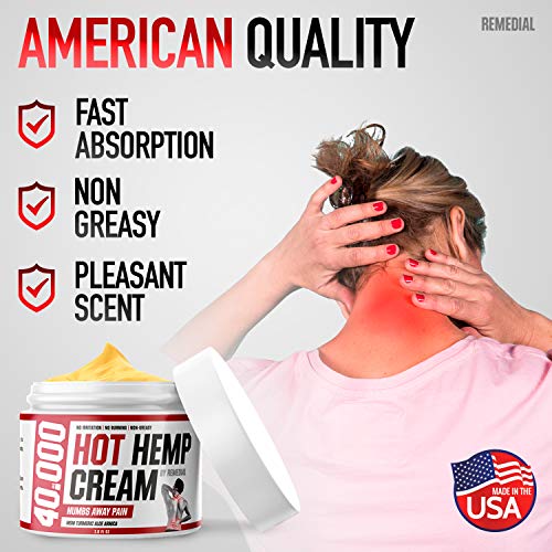 Hot Hemp Cream - 40000MG - Arthritis, Carpal Tunnel, Inflammation, Back, Foot, Nerve, Joint, Muscle, Neck Pain, Natural Stress Relief - MSM, Turmeric, Aloe, Arnica - Warming Topical Salve - Thumbnail 4