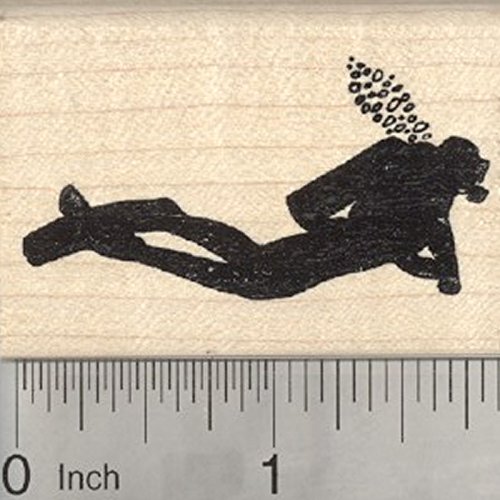 Scuba Diver Rubber Stamp, Diving