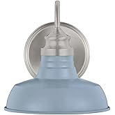 Ceybo Farmhouse 1-Light Bathroom Vanity Light – Brushed Nickel Wall Fixture with Slate Blue Metal Shades, Up/Down Mount, Damp