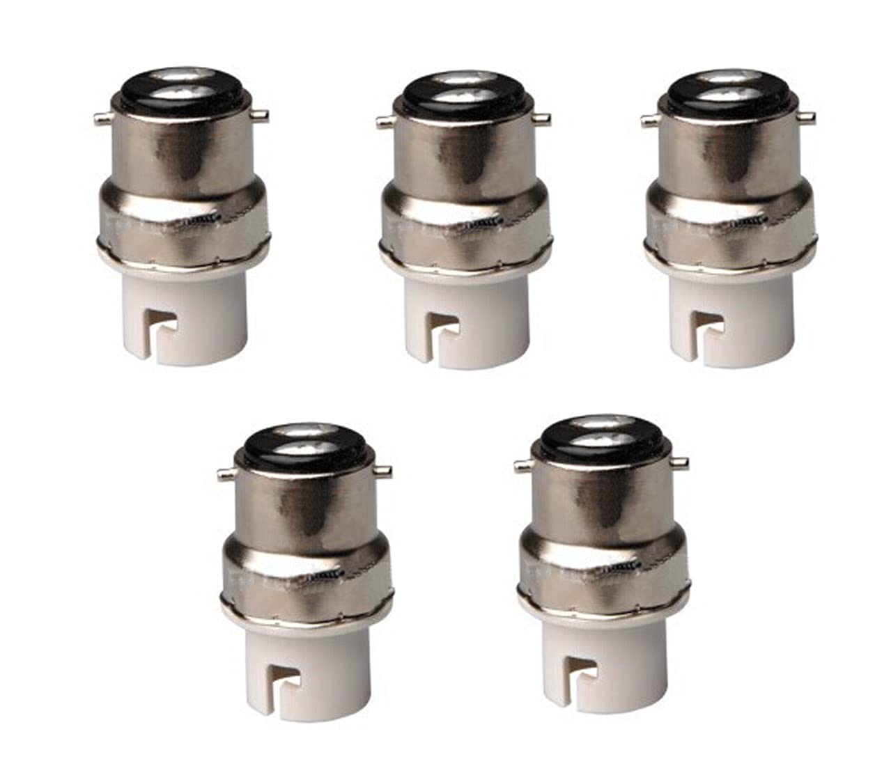CANHUI Pack of 5 B22 to B15 / BA15D / B15D Halogen or LED Bulb Adapter Lamp Socket