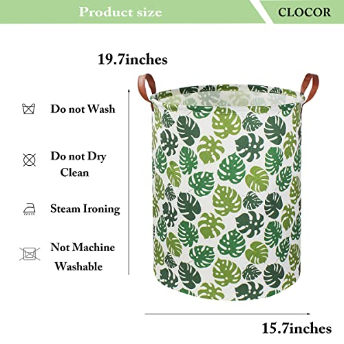CLOCOR Green Laundry Basket,Canvas Jungle Theme Baby Nursery Hamper