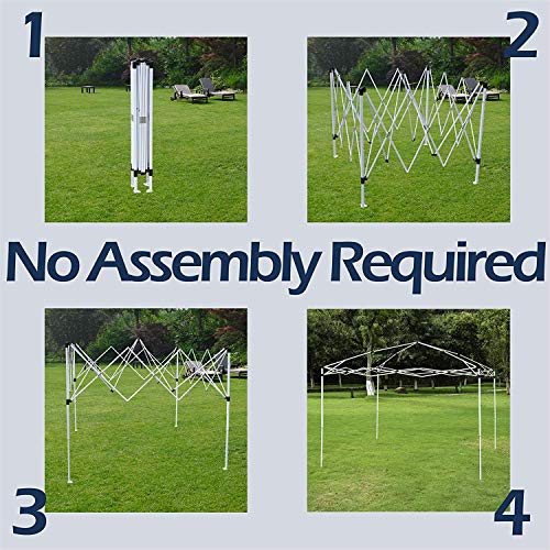 charaHOME 10 x 10 ft Heavy Duty Ez Pop Up Gazebo Canopy Tent for Outdoor Waterproof Party Wedding Exhibition Pavilion BBQ Beach with 4 Removable Sidewalls (White)...