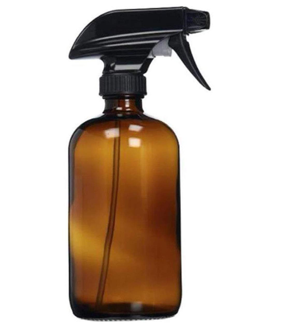 Empty Amber Glass Spray Bottle - Large Capacity 16oz 500ml Refillable Container Durable Black Trigger Mist Sprayer Great for Essential Oils Homemade Cleaning Products Aromatherapy