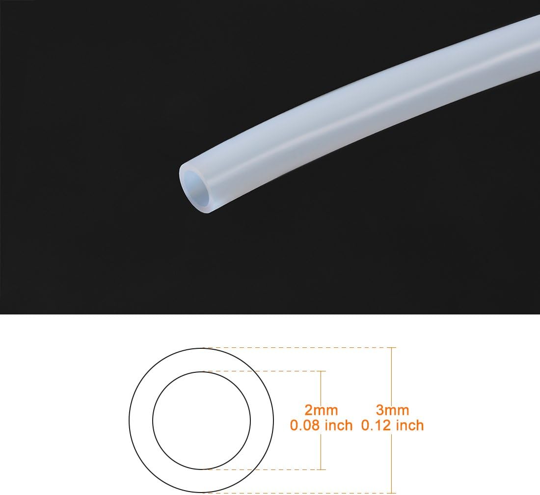 sourcing map PTFE Tubing 2mm ID x 3mm OD x 16ft PTFE Tube for PLA ABS Filament, White, 2mmx3mmx5m - Image 4