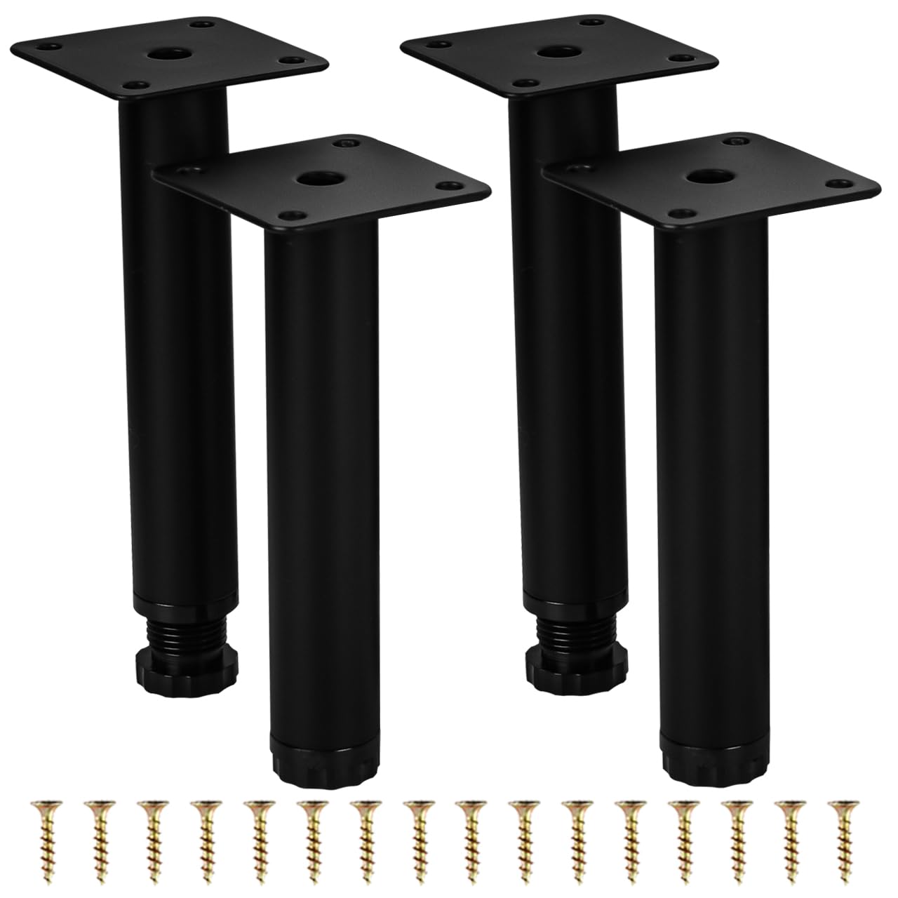 Btowin VCF 4 Inch / 12cm Metal Furniture Legs, 4 Pcs Black Adjustable Furniture Support Feet, Replacement Dresser Legs Feet for Cabinet Table Sofa Couch Chair Desk Kitchen Cupboard