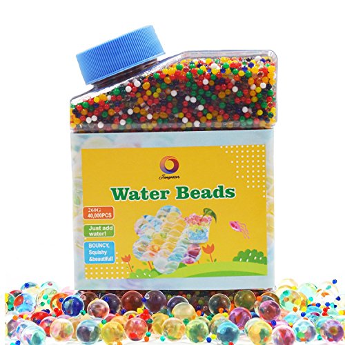 Water Gel Beads 9OZ (Almost 40,000pcs)Water Jelly Pearls Rainbow Mix for Kids Sensory Playing, Wedding Home Decoration,Plants Vase Filler Sold by Jangostor