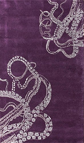 USA RUGS Octopus Tail Purple 100% Woolen Handmade Tufted Oriental Rugs & Carpet (5'x8')