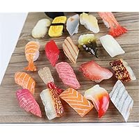 Skyseen 20PCS Artificial Sushi Sashimi Model Fake Food Realistic Japanese Food for Decoration