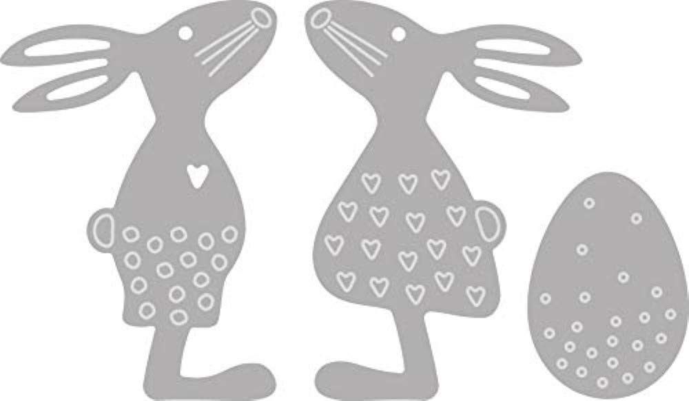 Rayher Set of 3 Metal Cutting Dies with Bunny and Egg Shapes, Paper Craft Die for Card Making and Scrapbooking, Seasonal Craft Dies, 2.5-4.5cm x 2.8-3.1cm, silver, 100% steel, 50149000