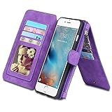 iPhone 6S Plus Case, Vofolen Multiple 14 Card Slots iPhone 6S Plus Wallet Case Folio PU Leather Flip Case Protective Shell Detachable Slim Cover for iPhone 6 Plus 6S Plus 5.5 inch -Purple