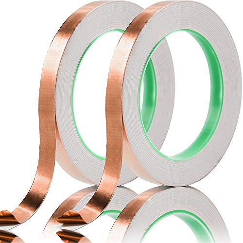 HEZE Copper Foil Tape with Double-Sided Conductive, for Guitar, EMI Shielding, Stained Glass, Soldering, Electrical Repairs, Paper Circuits, Grounding and Crafts