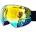 ZIONOR X Ski Snowboard Snow Goggles OTG Design for Men Women Adult with Spherical Detachable Lens UV Protection Anti-fog (VLT 7% Black Frame Revo Gold Lens)