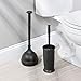 mDesign Modern Compact Plastic Toilet Bowl Brush and Plunger Combo Set with for Bathroom Storage and Organization - Sturdy, Heavy Duty, Deep Cleaning, 2 Pieces - Black