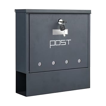 Briefkasten mit Zeitungsfach Verzinkter Stahl Mailbox, A4 Einwurf-Format, Namensschild Briefkasten Abschließbar, Wandbriefkas