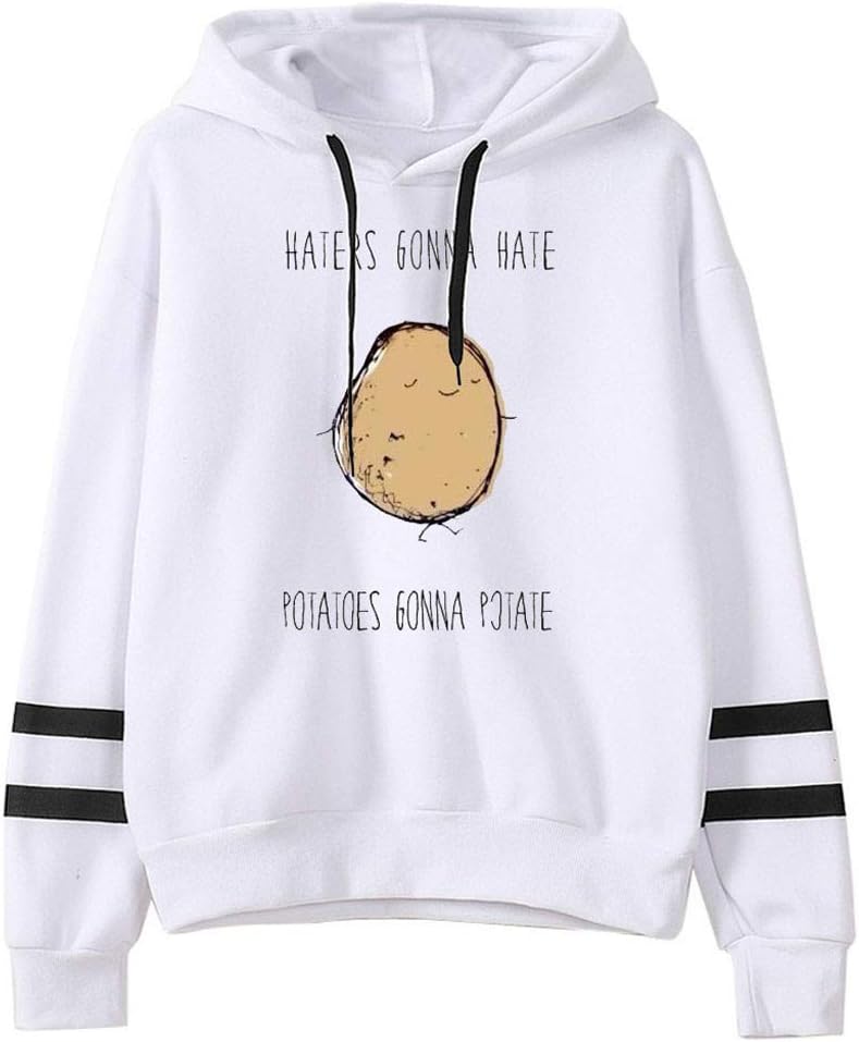 STORTO Womens Hooded Sweatshirts Cute Potatoes Pattern Teen Girls Hoodies Casual Loose Pullover Sweatshirt Outwear