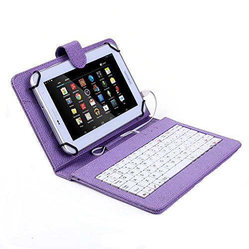 Masione Keyboard and Case for 7-Inch Tablets (7 Inch USB TO Mini/ Micro USB Keyboard, Purple)-Compatible with Samsung Tab 3 8.0ï¼ŒSamsung Tab Proï¼ŒGoogle Nexus 7 2nd Gen