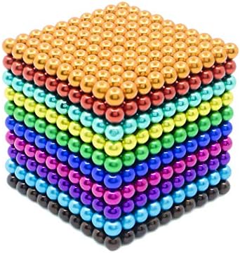 sunsoy Rainbow Color 1000 Pieces Silver Magnets Sculpture Building Blocks Toys for Intelligence Learning - Office Toy & Stress Relief for Adults (3 MM)