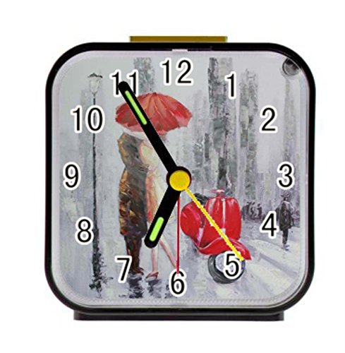 Bernie Gresham Kissing on the Corner Personalized custom alarm clock for children bedroom Custom Square Black Alarm Clock