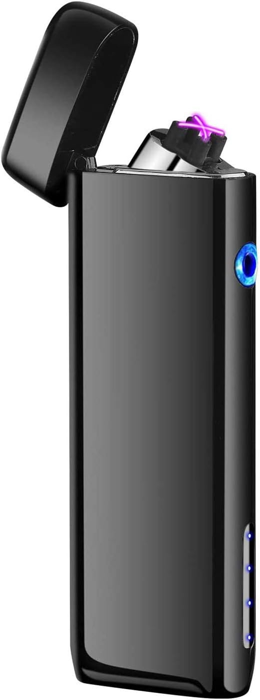 Electric Lighter, Saibit Electronic Arc Lighter Windproof Safety Flameless Lighter with USB Rechargeable for Candle, Home Kitchen BBQ Camping Stove(Grey)
