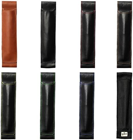 Notebook Pen Holder | Double Pen Holder | Fits Most Notebooks, Journals, Planners 20.3-21.6 cm Tall A5 (Black Leather, Blue Stitching)