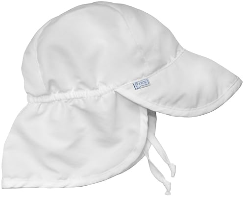 i Baby Flap Sun Protection Swim Hat, White, 0-6 Months in