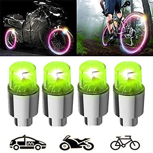 Meethome 4 PCS LED Wheel Lights - Car Bike Wheel Tire Tyre Valve Dust Cap, Motion Activated, Spoke Flash Lights Car Valve Stems & Caps Accessories, Safety, Waterproof