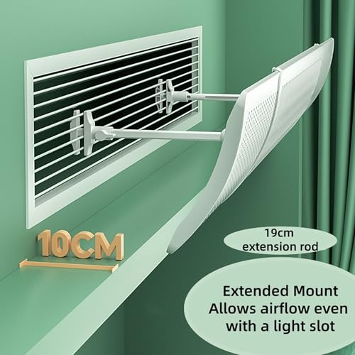 Adjustable Central AC Air Flow Deflector, Telescopic Air Conditioner Deflector, Side Outlet Air Wing Air Cooled Baffle Wind Direction Telescopic Windshield (58.5-95.5cm)