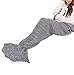 Gray Adult Mermaid Tail Blanket Knitted Mermaid Blanket for All Seasons, Sofa Bed Sleeping Bag for Living Room Bedroom, Handmade Scale Knit Cozy Blanket Warm Crochet Throw Blanket - 75