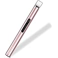 REIDEA Electronic Candle Lighter Arc Windproof Flameless USB Rechargeable Lighter with Safe Button for Home Kitchen (2 Pack Rose Gold)