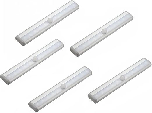 SAILUN 5 Stück LED Kabellos Aluminium Schranklampe 10 LEDs Automatische