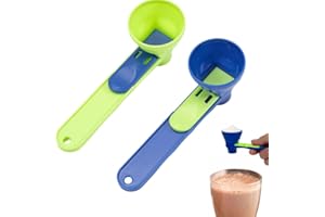 Loopunk 2Pcs Sliding Measuring Scoop with Funnel,Powder Funnel Scoop with Longer Handle,Coffee Protein Milk Powder Spoon Meas