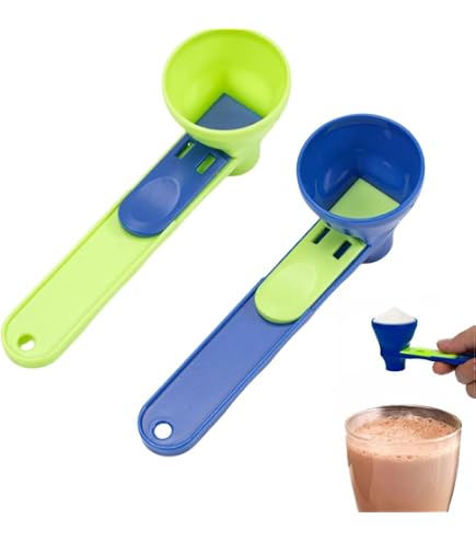 Lot De 2 Cuillères Doseuses Avec Entonnoir Et Fond Coulissant - Pour Protéines, Café, épices - Facile Et Propre - 7