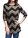 Allegra K Women's Zig-Zag Pattern Relax Fit Christmas Knit Tunic M Black Brown