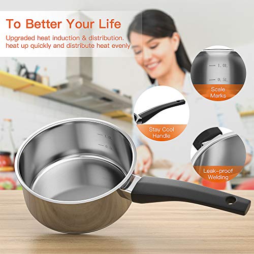 Stainless Steel Saucepan, SAYESO Classic Milk Pan Cookware with Lid