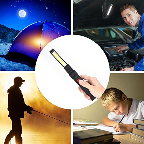 COB Work Lights , USB Rechargeable Work Light with Magnetic Base Ultra Bright LED Flashlight, Inspection Lamp for Car Repairing, Workshop, Garage, Camping, Emergency (Black,Collapsible)[2018 New] - Thumbnail 6