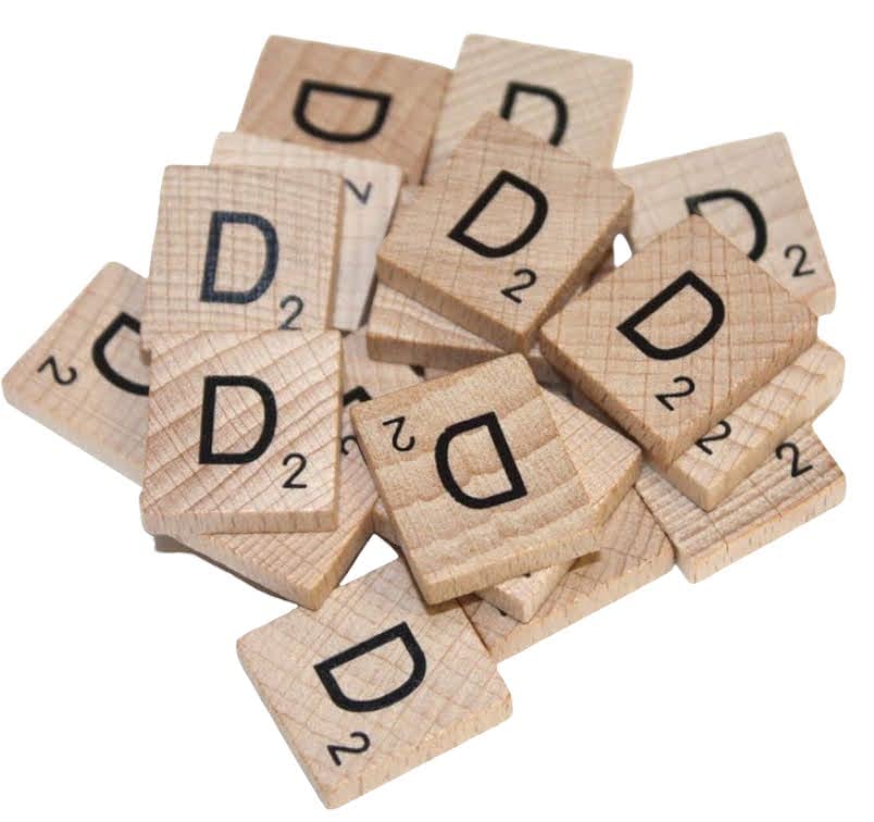 WOA Words of art Wooden Scrabble Tiles Arts Craft Create Personalised Gifts (Letter D, 50 Pack)