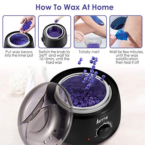 Wax Warmer Hair Removal Kit, Electric Professional Wax Heater Hair Removal Kit with 4 Different Flavor Hard Wax Beans and 20 Wax Applicator Sticks, Suitable for All Wax Types - Thumbnail 2