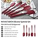 Silicone Spatula Set 5-Piece, NOVASTARCK Heat-Resistant One Piece Design Seamless Rubber Spatula Spoonula Dishwasher Safe for Mixing Cooking & Baking (Cherry Red)